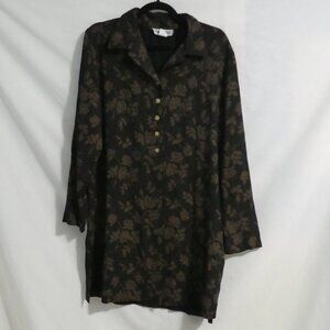 FINE LINE NEW YORK | large | Long Floral Partial Button Front Long Sleeve Shirt